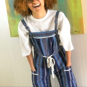 July Jumper blue stripe linen